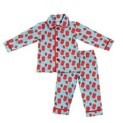 China Custom Printed Children's Breathable Clothing Home Wear Long Sleeved Kids Nightgown Pajamas Sets For Girl Boy for sale