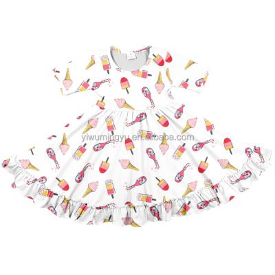 China New Styles Girl Casual Twirl Dress Print Ruffles Kids Boutique Clothing Dresses for sale