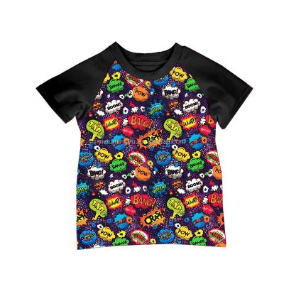 China Anti Shrink Kids Printed T-shirt Kids Wear Wholesale Baby Clothes Fashion Raglan Shirts for sale