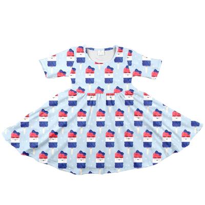 China Anti-Static 4th of July Toddler Girl Boutique Clothing Independence Day Girl Dress for sale