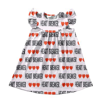 China Girls Anti-Static Valentine Kids Hearts Dress Clothes Toddler Heart Printed Valentine Dresses for sale