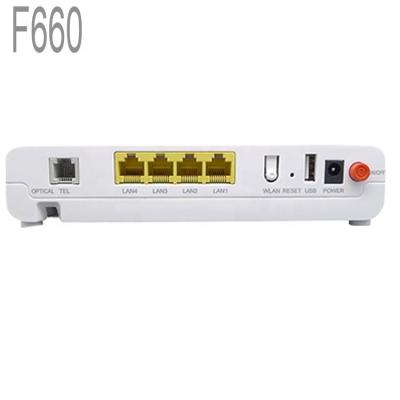 China FTTH/FTTO Hotsale FTTH Second Hand Onu Wifi 2.4G Usb Router 1GE+3FE+1POTS+1USB+Wifi Support OMCI ZTE ONU GPON F660 for sale