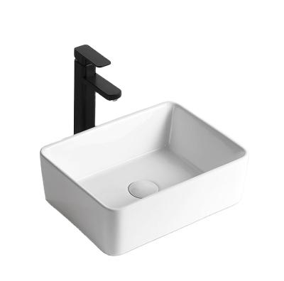 China Sanitary Ware Art Wash Water Luxury European Style Bathroom Sink Rectangular Ceramic Basin for sale