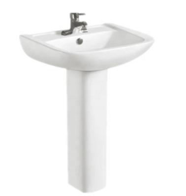 China Chaozhou Modern Design Factory Production Oval Single Pedestal Sink Wash Basin To Wall With Back for sale