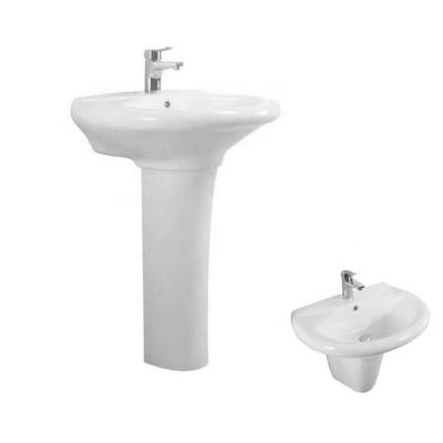 China Factory production decor oval bathroom sink modern single hole pedestal basin ceramic sink with low price for sale