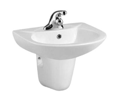 China Modern Single Wall Hung Half Pedestal Ceramic Bathroom Basin Sink For Apartment Project for sale