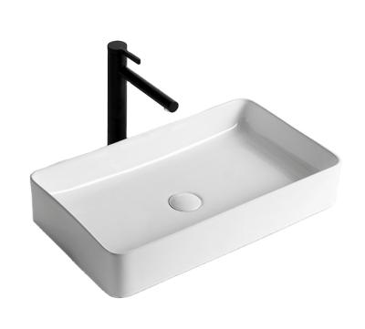 China Modern Design Luxury Hand Wash Vessel Slim Rectangular Art Basin For Cabinet Bathroom Ceramic Vanity for sale