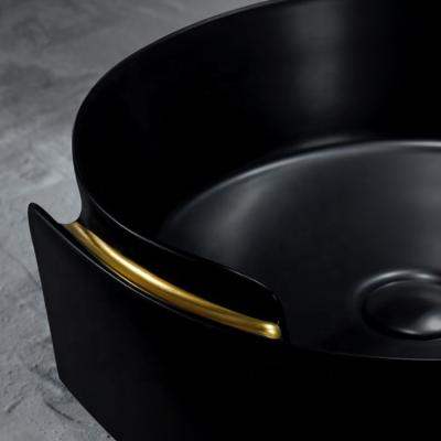 China New Luxury Oval Shape Design Hand Sink Black Dish Colorful Bathroom Basin for sale