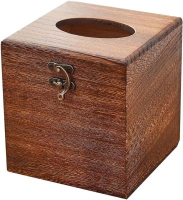 China Decorative USA Tissue Wooden Box Lid Square Facial Tissue Holder for Bathroom and Home Decoration for sale