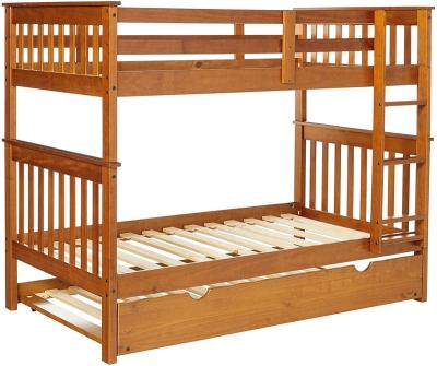 China (Size) Modern Design Adjustable Popular Pine Solid Wood Triple Bunk Beds For Kids for sale