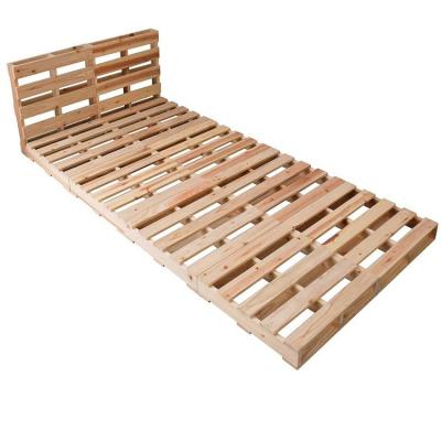 China KD modern frame bed twin natural wooden frame diy pallet caster unfinished solid wood bed for sale