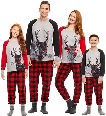 China Breathable Family Christmas Matching Pajamas Set for Women Men Boys Girls Children Deer Sleepwear Christmas PAJAMAS Black for sale