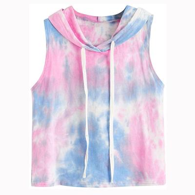 China Anti-pilling Custom fitness quick-dry sleeveless high quality wholesale logo women's logo tie dye polyester tank tops for sale