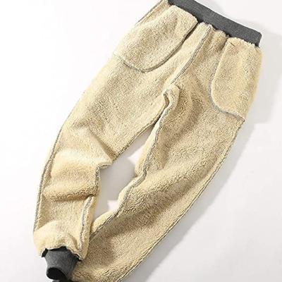 China Anti-wrinkle Women's Warm Sherpa Striped Jogger Fleece Sporty Sweatpants Trousers for sale