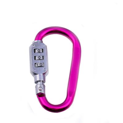 China Outdoor carabiner D-type anti-theft anti-theft padlock metal padlock security code chain hanging camping increasing lock for sale