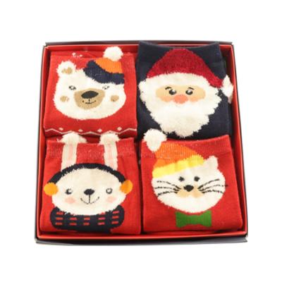 China Interesting Christmas Socks Four Pairs Christmas Socks Box/Wholesale QUICK DRY Women Cartoon Socks Box For Gift for sale