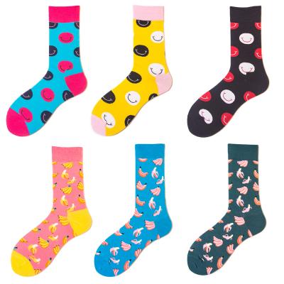 China 2021 New QUICK DRY Autumn Happy Socks Dot Fruits pattern crew bangs men and women for sale