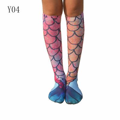 China 100% Polyester Sublimation Blank 3D Print Long Socks QUICK DRY Loose White Knee High Socks For Women And Girl for sale