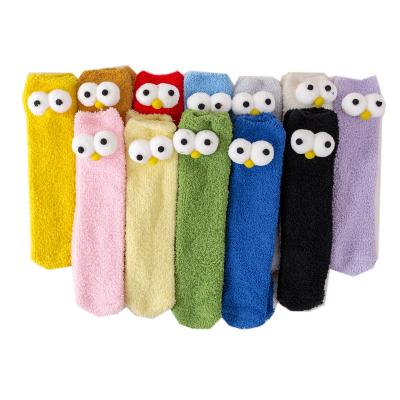 China QUICK DRY Cartoon Tube Socks High Quality Velvet Warm Sleep Floor Cute Socks For Women Girls for sale