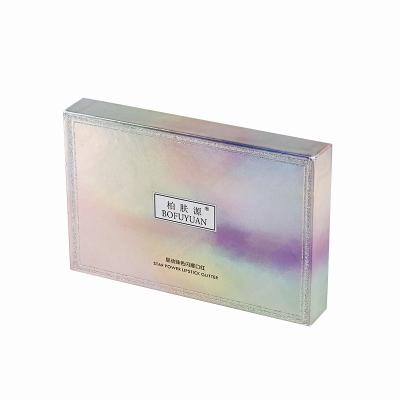 China Recycle Logo Custom Rigid Cardboard Lip Gloss Lipsticks Kit Holographic Packaging Paper Gift Box for sale