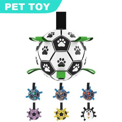 China Amazon Pet Viable Explosive Products Dog Toy Outdoor Multifunctional Interactive Rope Spherical Dog Football Dog Toy for sale