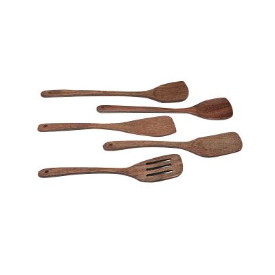 China E156 DIY Kitchen Cookware Set Logo Printing Handle Wenge Cookware Viable Wooden Spatula Set Wooden Kitchen Cooking Tools for sale