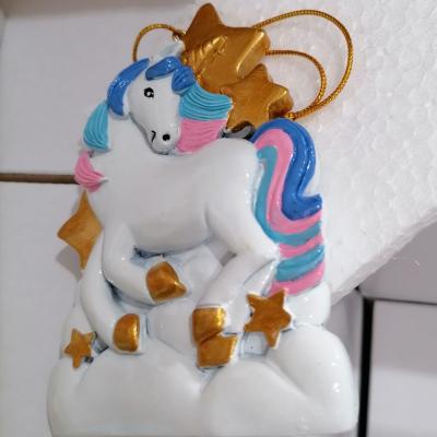 China Eco-friendly Unicorn Tianma Pendant Christmas Ornaments Cute Christmas Resin Decorations Christmas Tree GC33 for sale