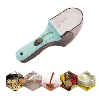 China Sustainable P783 2 In 1 Spoon Set Adjustable Plastic Kitchen Scale Baking Tools for sale