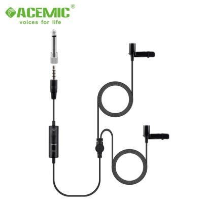 China Lavalier Microphone Lapel Electret Condenser Lapel Clip LR626 Battery ACEMIC EM2 Omni Directional Cable Microphone for Mobile Phones/DSLR/Cameras for sale