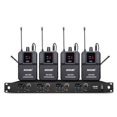 China ACEMIC Lavalier Radio In Ear Monitor System UHF IEM System MONO Stage Monitoring EM-D04 4 Channels 4 Receivers for sale