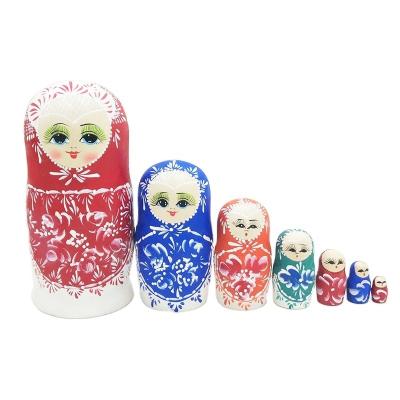 China Cartoon Russian Nesting Toy 7pcs Matryoshka Dolls For Children 2020 Best Selling Hand Painted Wooden Toys Dolls Best Birthday Gifts for sale