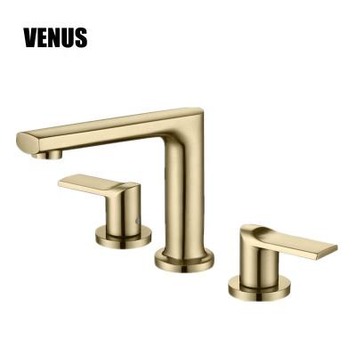 China Metered Faucets Modern Design Deck Mounted 3 - Hole Basin Mixer for sale