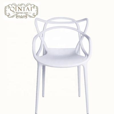 China Dining Chair Wholesale Cheap Hot Selling Cat Ears Design Good Quality Plastic Chair Stackable Creative White Cavity Chair for sale