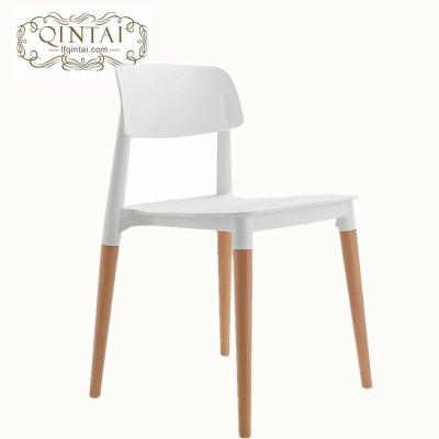 China Removable colored plastic seat with wooden legs chair for sale