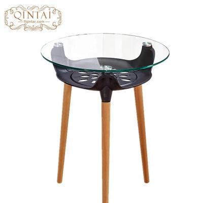 China China Coffee Furniture Wholesale Removable Storage Glass Plastic Round Basket Wooden Outdoor Dining Garden Table for sale