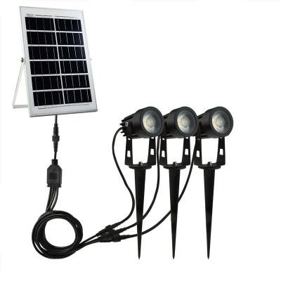 China 3*5w led outdoor waterproof landscaping ground smartyard triple lampheads solar spotlight,3pcs lamphead solar spotlight for sale