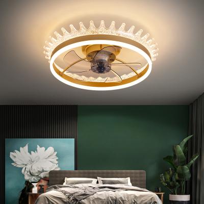 China 30W Modern Crown Ceiling Lights Fans Lamp LED Remote Control Changeable Adjustable Indoor Home Decor Living Dining Room for sale