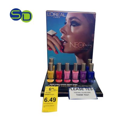 China OEM L'OREAL Supermarket Counter Acrylic Nail Polish Makeup Pop Shop Cardboard for sale