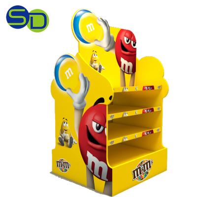 China For promotion and attarct your customers M&M Chocolate Shop Supermarket Food Candy Floor Stand Pop Retail Corrugated Corrugated Display Stands for sale