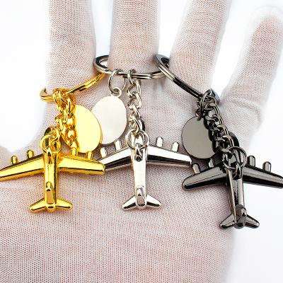 China Promotional Customized Companies Airplane Model Zinc Alloy Printing Laser Engraving Logo Blank Metal Keychain for sale