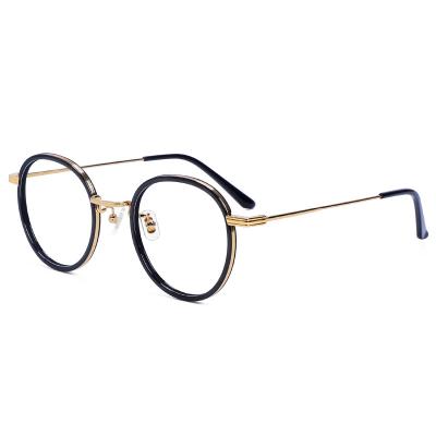 China Lightweight High Quality Oversized Clear Women Men's Retro Round Eyeglasse Metal Frame Eyeglasses for sale