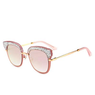 China Light Style Bling Bling Diamond Cheap Eye Glasses Shinning Kitten Eyeglasses Oversized Fashion Sunglasses for sale