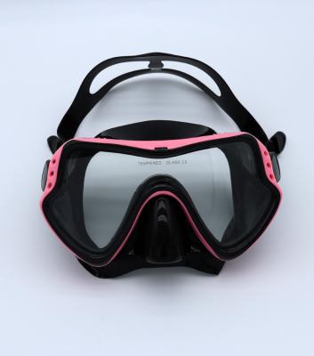 China Adults swimming snorkeling diving mask snorkel tube suitable for adult scuba diving swimming mask pink for sale