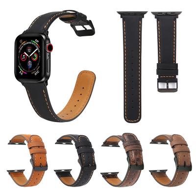 China Breathable Genuine Leather Watch Strap for Apple Watch Huawei Samsung Watch Comfortable and Fashionable for sale