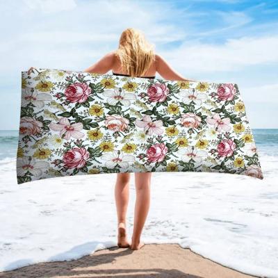 China 2022 New Fashion Viable Floral 100% Polyester Sublimation Microfiber Towel Breathable Fabrics For Women Sleep Wear for sale