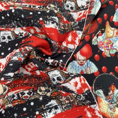 China Custom Design Breathable Cow Halloween Cartoon Digital Printed Bundle Knit Ball Liverpool Fabric 4 Way Elastic For Baby Headbands for sale