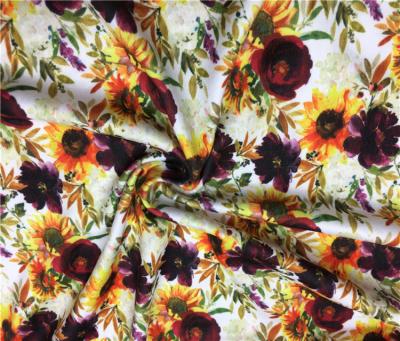 China Memory Free Sample Floral Custom Double Brushed Poly Knit Fabric Jersey by the Yard For Garment for sale