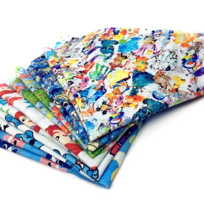 China Good Elasticity Anti-Static Cartoon Printed Soft Cotton Lycra Fabric Pokeman Designs Custom Digital Printing Fabric for sale