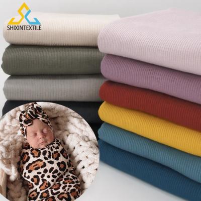 China Anti-Bacteria Wholesale Organic Super Soft Solid Color Rayons 250 Gsm Spandex Modal Rib Knit Fabric For Baby Clothing for sale