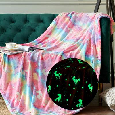 China Factory Supplier Microfiber Polyester Anti-Static Double Side Brushed Glow In Dark Blanket For Baby Hoodie for sale